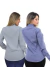 KIT Feminino 2 Peças - Camisa Social Premium Tipo Linho Azul Cobalto e Camisa Social Slim Cinza - Ptrl Jeans | Moda Jeans