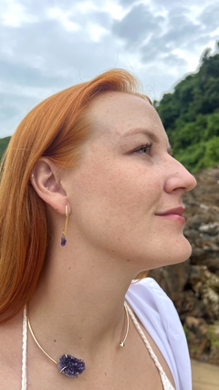 COLAR CHOKER ARO DRUSA DE AMETISTA - loja online