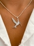 collar cadena serpentina y dije colibri acero blanco