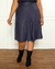 Imagem do Saia Plus Size Midi Evasê Couro Fake