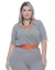 Macacão Plus Size Cinza Malha Canelada Comfy - comprar online