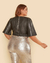 Cropped Plus Size Couro Sintético Manga Morcego - Lenner