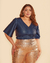 Cropped Plus Size Couro Sintético Manga Morcego - comprar online