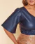 Cropped Plus Size Couro Sintético Manga Morcego