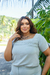 Blusa Plus Size Em Air Flow Com Detalhes De Relevo - Lenner
