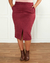 Saia Plus Size Midi Lápis Em Suede