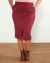 Saia Plus Size Midi Lápis Em Suede