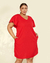 Vestido Plus Size Em Linho Com Manga Flare