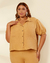 Camisa Plus Size Em Air Flow Duna Com Manga Bufante