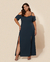 Vestido Plus Size Longo Com Alça E Fendas Laterais - Lenner