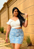 Saia Plus Size Chambray Bordado - loja online