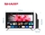 Televisor Smart TV LED Sharp de 43 pulgadas con Google TV, mostrando su pantalla y dimensiones.