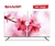 Televisor Smart UHD 4K Sharp de 50" con imagen de flores en tonos rosa.