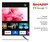 Televisor Smart UHD 4K Sharp de 50 pulgadas mostrando una interfaz de Google TV con opciones de streaming.