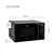 Microondas BGH Eco Negro Digital de 20 litros, mostrando sus dimensiones y diseño frontal.
