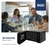 Microondas BGH Eco Negro Digital de 20 litros con puerta abierta, mostrando el plato de vidrio y un grupo de personas disfrutando de una comida en una mesa.