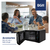 Microondas BGH Eco Negro Digital de 28 litros, con plato de vidrio y rejilla de grill, en una cocina moderna donde una familia disfruta de una comida juntos.