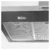 Campana de cocina de pared negra de 60 cm con panel frontal de metal y filtros visibles.