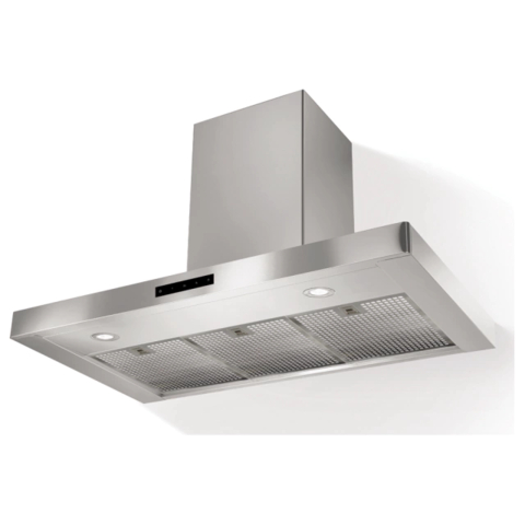 Campana extractora de acero inoxidable Spar Franke Stilo de 60 cm montada en la pared, con panel de control y luces integradas.
