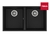 Fregadero de cocina Teka modelo SQUARE 2c-760 TG en color granito negro, con dos tinas y desagües circulares.