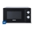 Microondas Tramontina Glass Cook de 20 litros en color negro y plateado, con diales para ajuste de tiempo y potencia.