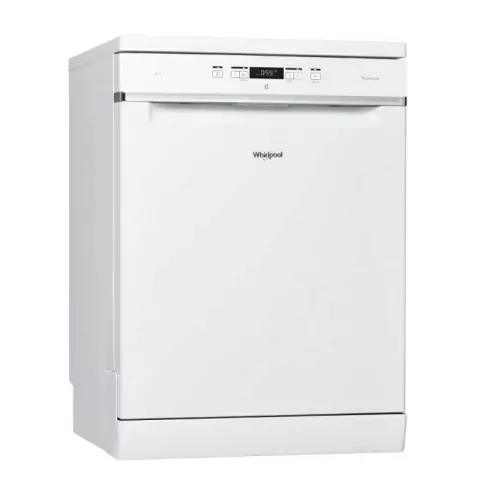 Lavavajillas Whirlpool Wlv14by de 14 cubiertos en color blanco, con panel de control frontal.