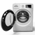 Lavasecarropas Whirlpool Inverter de 9,5 kg en color blanco, con la puerta abierta mostrando el tambor interior.