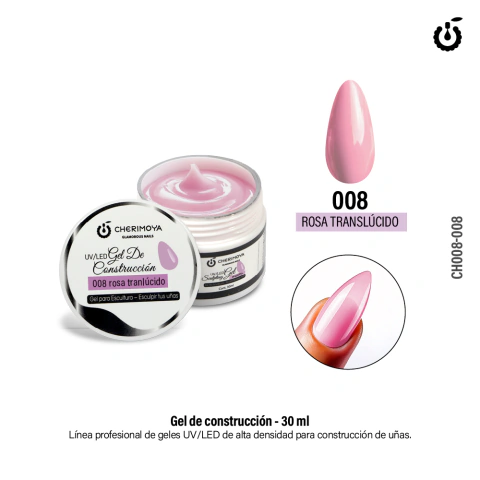Gel de Construcción 30ml #008 Rosa Translucido Uv/Led Cherimoya