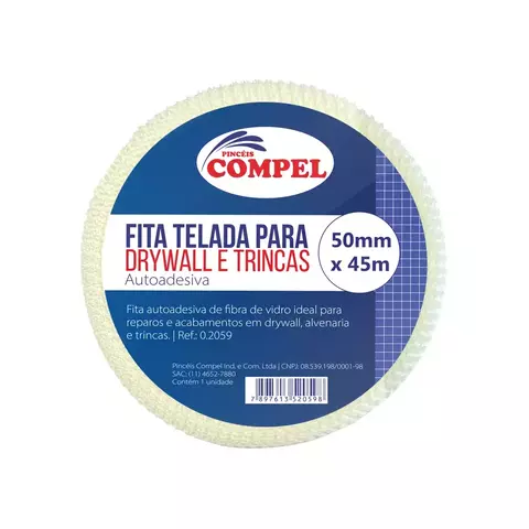 FITA TELADA P/TRINCAS E DRYWALL 50MM X 45MM AUTOADESIVA