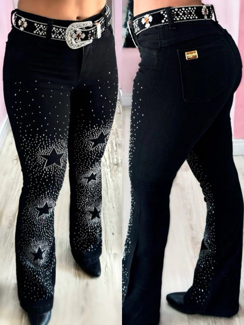 Calça Flare Jeans Feminina Country Estrelada - Linha Premium de Luxo - comprar online