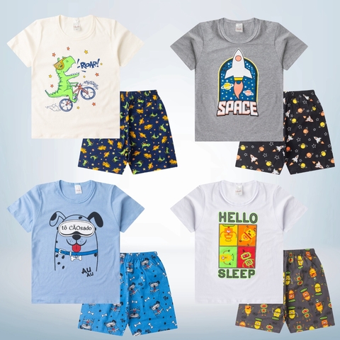 Pijama Menino InfantoJuvenil Meia Malha Estampado Detalhes Brilha no Escuro - 10/12/14