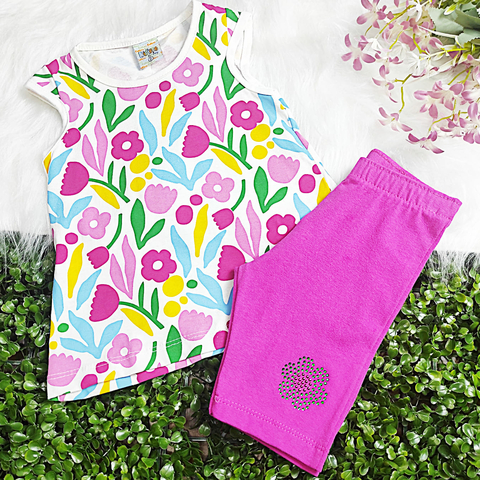 Conjunto Menina Bata Meia Malha c/ Bermuda Ciclista Cotton - Didiene