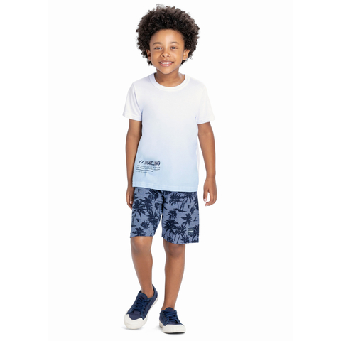 Conjunto Infantil Menino Camiseta e Bermuda Texturizada - Elian