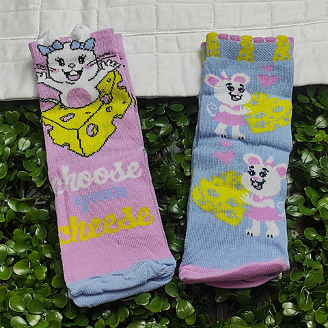 Kit 02 Pares de Meias Soquete 3D Ratinha Fofa
