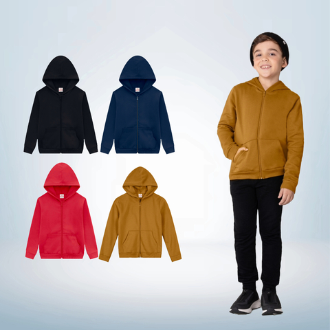 Jaqueta Infantil Menino Moletom com Zíper, Capuz e Bolso Canguru - Brandili - comprar online