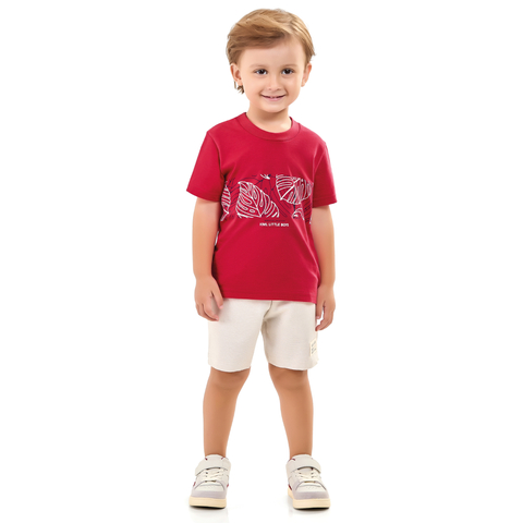 Conj. Camiseta Pimenta Red e Bermuda Eco Linen - Tam. 02 e 10 - Kamylus