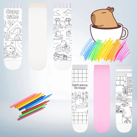 Kit com 03 Pares de Meias Soquete Capivara para Colorir Infantil e Adulto