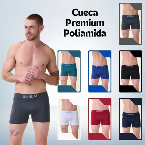 Cueca Boxer Bonum Adulto Sem Costura Premium Poliamida
