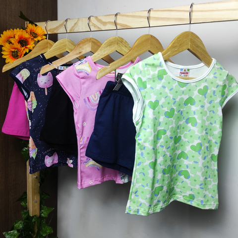 Conjunto Blusa Meia Malha com Shorts Moletinho - Brandili
