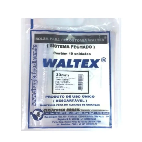 Bolsa Para Colostomia Descartável 30 MM C/10 - Waltex