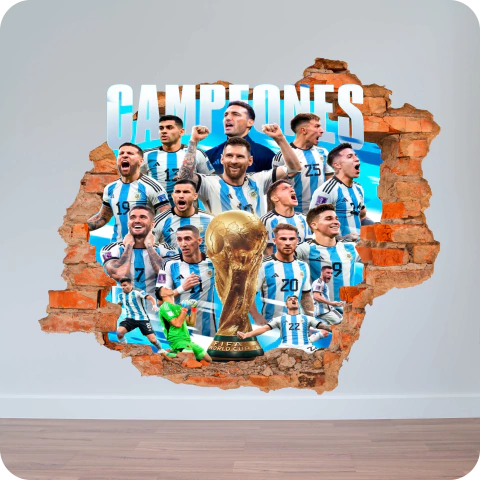 VINILO 3D PARED ARGENTINA CAMPEON