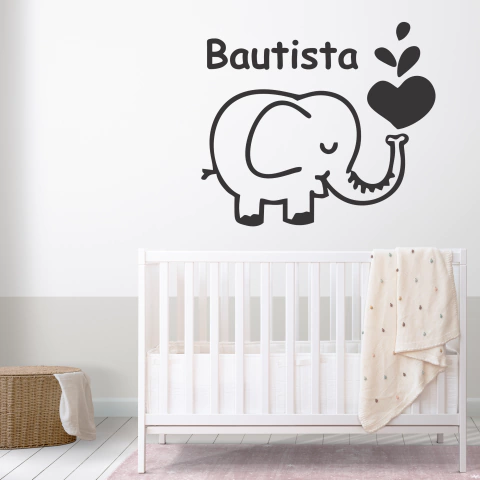 VINILO DE CORTE NOMBRE PERSONALIZADO ELEFANTE BEBÉ