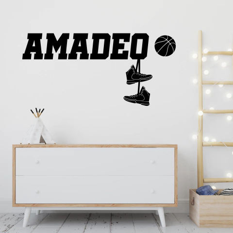 VINILO DE CORTE NOMBRE PERSONALIZADO BASQUET - comprar online
