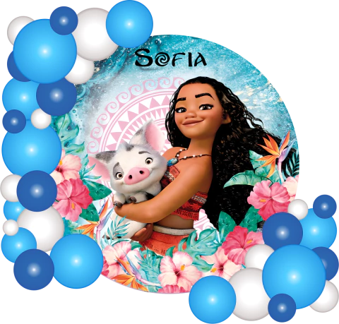 BANNER CIRCULAR CUMPLEAÑOS CANDY BAR MOANA