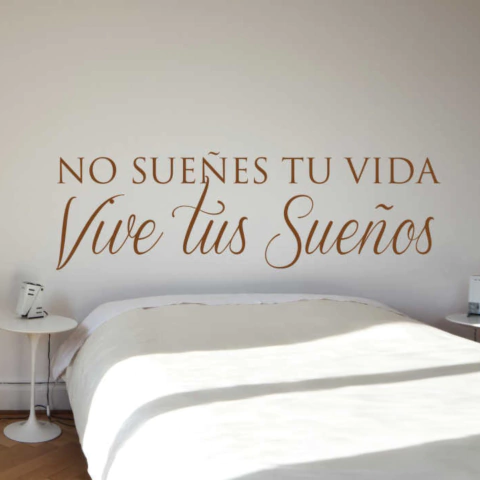 VINILO DE CORTE CABECERA DE CAMA VIVE TUS SUEÑOS