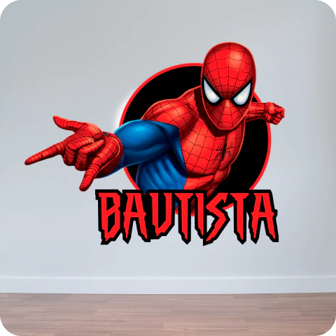 VINILO PERSONALIZADO CON NOMBRE HOMBRE ARAÑA