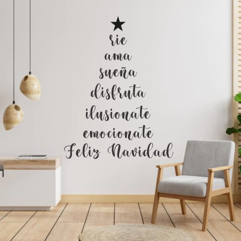 VINILO DE CORTE NAVIDAD ARBOL FRASE RIE AMA