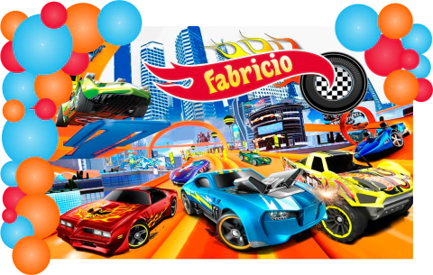 BANNER CUMPLEAÑOS CANDY BAR AUTOS HOT WHEELS