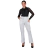 Calça Feminina Alfaiataria Pantalona Social Reta Branco