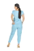 Scrub Feminino PLUS SIZE Manga Curta Decote V Com Zíper Azul Bebê - comprar online